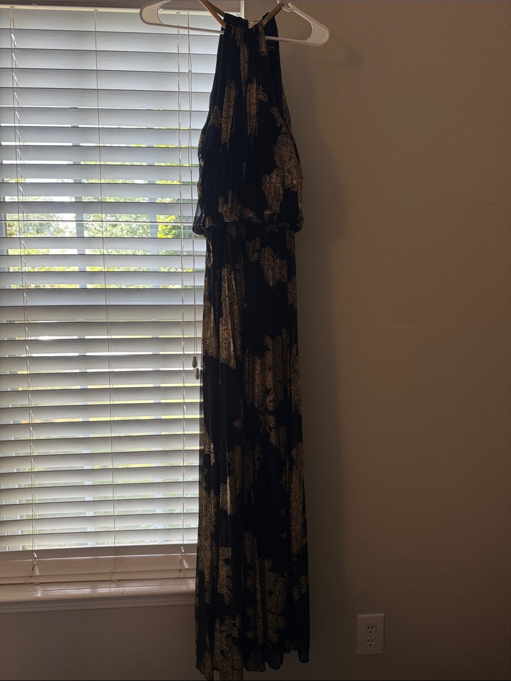 MSK Black Maxi Dress with Gold Print